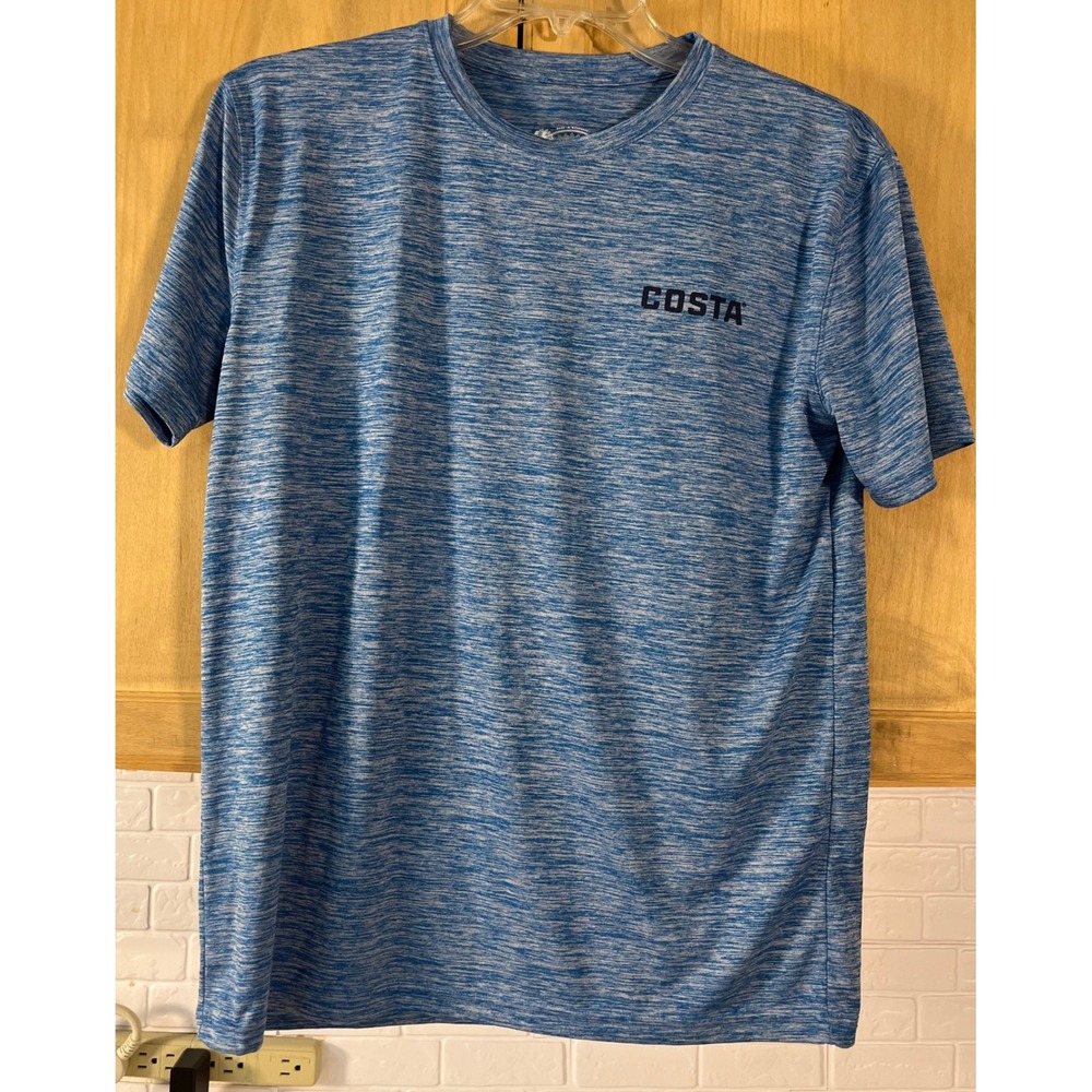 Costa Del Mar Performance Shirt Mens Size M Blue Heather Graphic Fishing‎ Tee